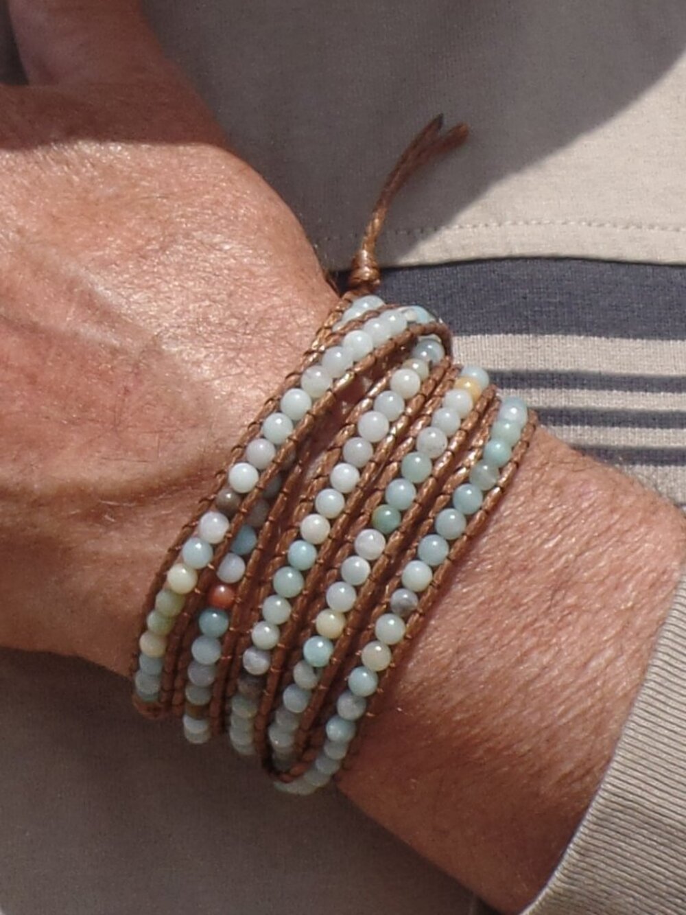 Amazonite STONE Bracelet Bead Wrap NWOT
